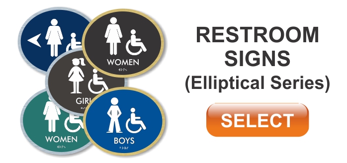 elliptical series ADA restroom sign